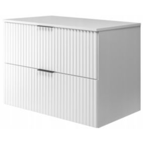 Szafka łazienkowa Furnidea 80 cm wisząca ryflowana 2 szuflady biały blat Flow 1 szt.