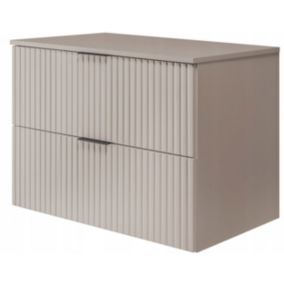 Szafka łazienkowa Furnidea 80 cm wisząca ryflowana 2 szuflady dąb craft Flow z blatem 1 szt.