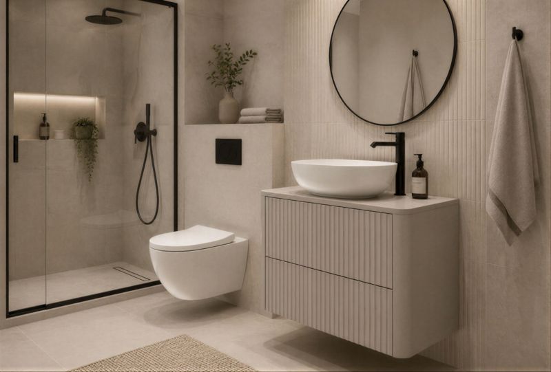 Szafka łazienkowa Furnidea 80 cm z blatem kaszmir Linea 1 szt.