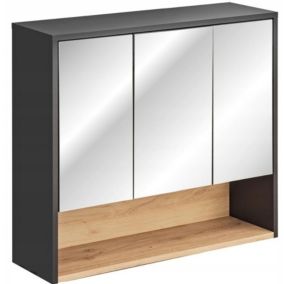 Szafka łazienkowa Furnidea 80 cm z lustrem szary dąb artisan Borneo 1 szt.