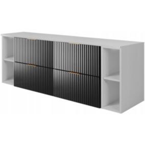 Szafka łazienkowa Furnidea czarna 160 cm wisząca z regałami blatem biały Flow 1 szt.