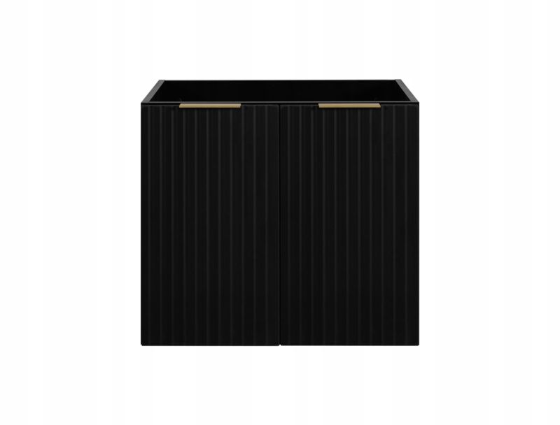 Szafka łazienkowa Furnidea pod umywalkę 60 cm wisząca ryflowana 2 drzwi czarny mat Flow 1 szt.