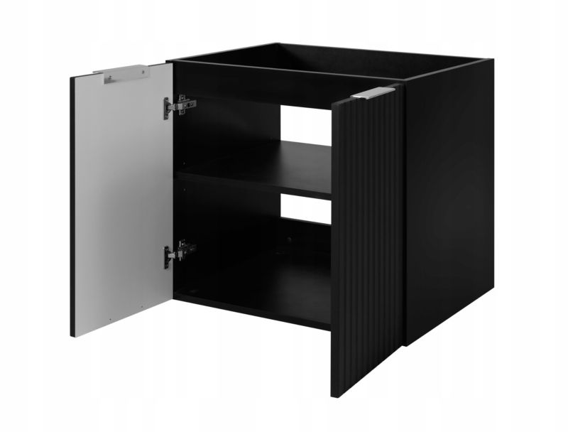 Szafka łazienkowa Furnidea pod umywalkę 60 cm wisząca ryflowana 2 drzwi czarny mat Flow 1 szt.