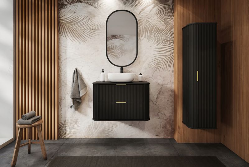 Szafka łazienkowa Furnidea słupek wiszący 139 cm czarny GLAMOUR 1 szt.
