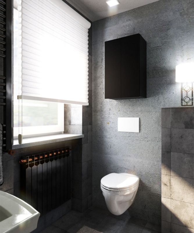 Szafka Łazienkowa Hurtownia-Mebli Wisząca Półek 2 Szafka łazienkowa wisząca 2DW40 40cm Czarny Mat Czarny Mat 40x25x60 cm 1sz