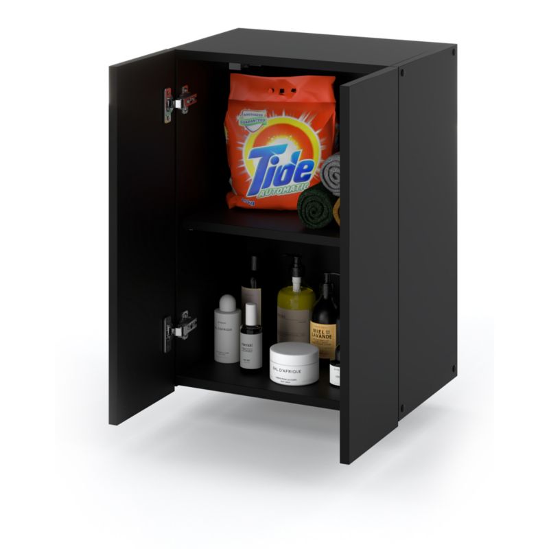 Szafka Łazienkowa Hurtownia-Mebli Wisząca Półek 2 Szafka łazienkowa wisząca 2DW40 40cm Czarny Mat Czarny Mat 40x25x60 cm 1sz