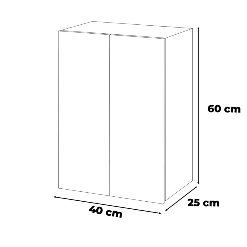 Szafka Łazienkowa Hurtownia-Mebli Wisząca Półek 2 Szafka łazienkowa wisząca 2DW40 40cm Szary Mat Dąb Wotan 40x25x60 cm 1szt