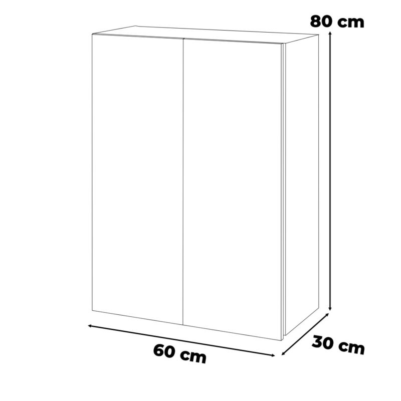 Szafka Łazienkowa Hurtownia-Mebli Wisząca Półek 2 Szafka łazienkowa wisząca 2DW60 60cm Biały Mat Biały Mat 60x30x80 cm 1sz
