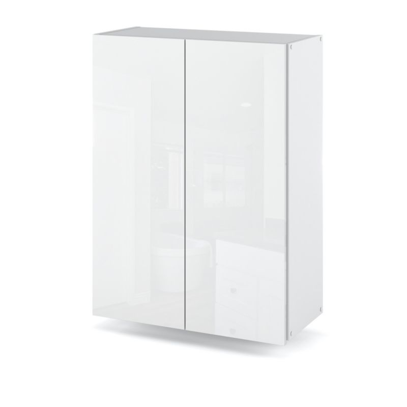 Szafka Łazienkowa Hurtownia-Mebli Wisząca Półek 2 Szafka łazienkowa wisząca 2DW60 60cm Biały Mat Biały Połysk 60x30x80 cm