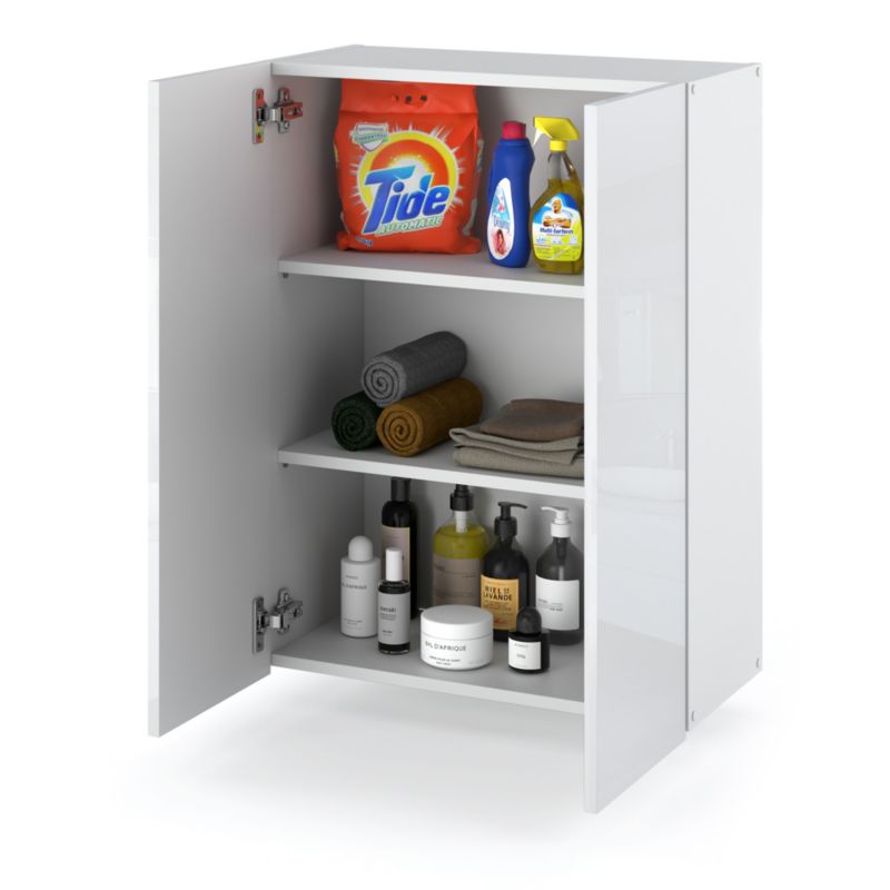 Szafka Łazienkowa Hurtownia-Mebli Wisząca Półek 2 Szafka łazienkowa wisząca 2DW60 60cm Biały Mat Biały Połysk 60x30x80 cm