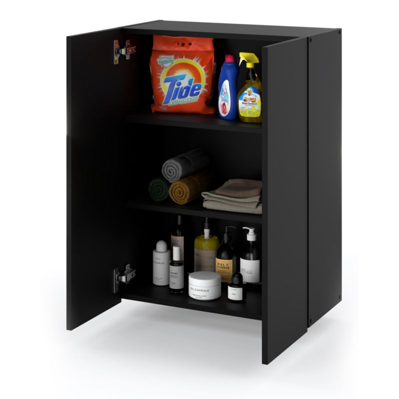 Szafka Łazienkowa Hurtownia-Mebli Wisząca Półek 2 Szafka łazienkowa wisząca 2DW60 60cm Czarny Mat Czarny Mat 60x30x80 cm 1sz
