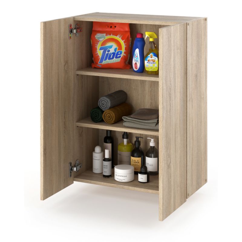 Szafka Łazienkowa Hurtownia-Mebli Wisząca Półek 2 Szafka łazienkowa wisząca 2DW60 60cm Dąb Sonoma Dąb Sonoma 60x30x80 cm 1