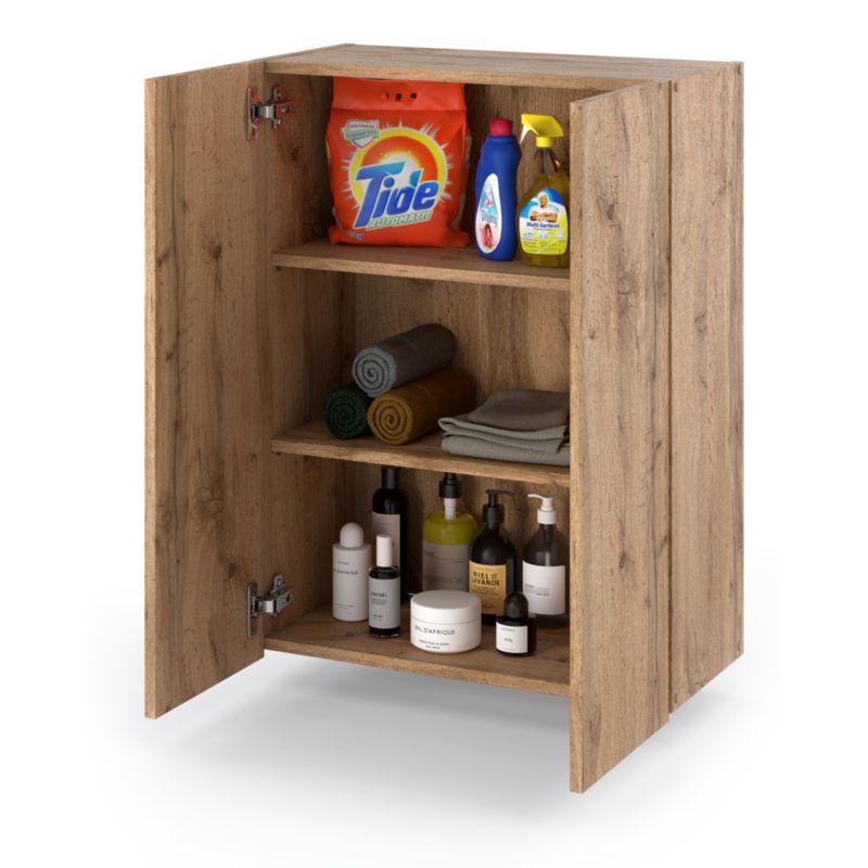 Szafka Łazienkowa Hurtownia-Mebli Wisząca Półek 2 Szafka łazienkowa wisząca 2DW60 60cm Dąb Wotan Dąb Wotan 60x30x80 cm 1sz