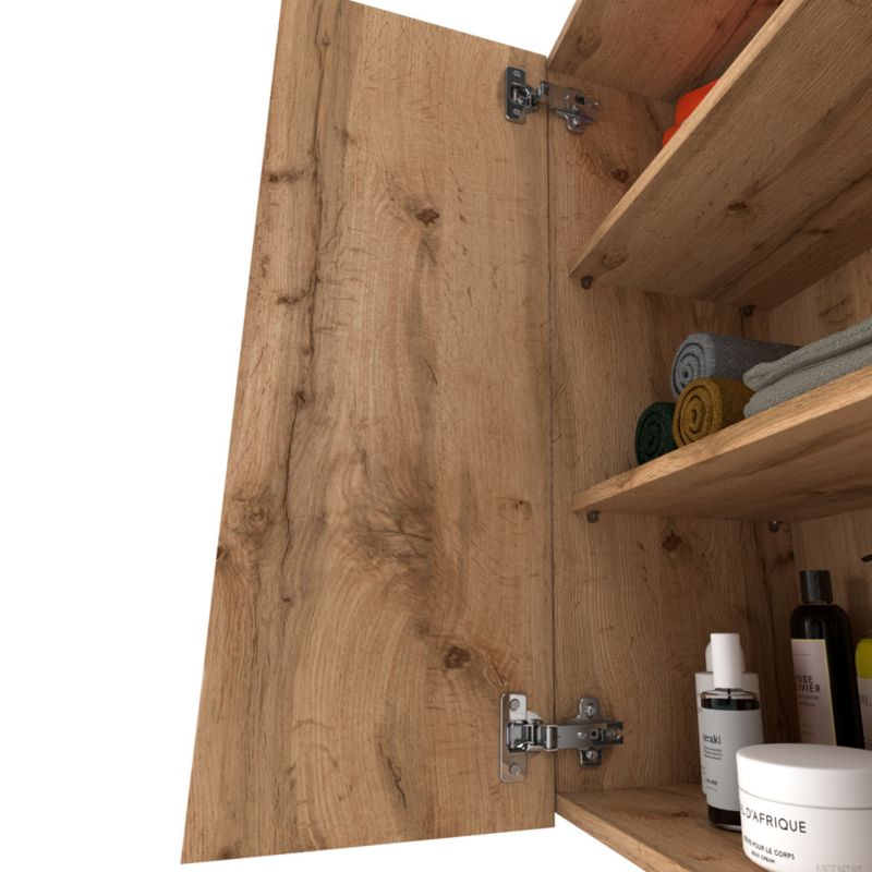 Szafka Łazienkowa Hurtownia-Mebli Wisząca Półek 2 Szafka łazienkowa wisząca 2DW60 60cm Dąb Wotan Dąb Wotan 60x30x80 cm 1sz
