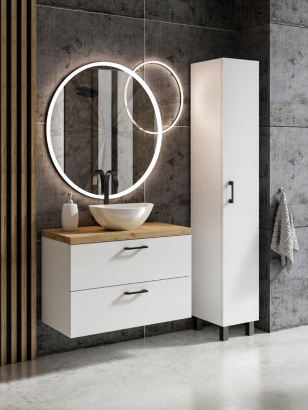 Szafka łazienkowa pod umywalkę Better Home 50 cm, biała + dąb craft złoty, 1 szt.