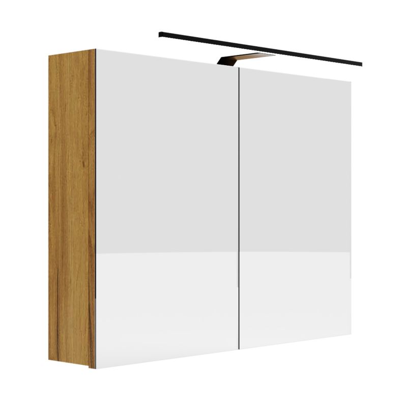 Szafka Łazienkowa SKXMeble Wisząca z Lustrem i Podświetleniem LED Elza Złoty Craft 60x100x14 1szt.