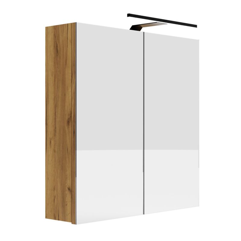 Szafka Łazienkowa SKXMeble Wisząca z Lustrem i Podświetleniem LED Elza Złoty Craft 60x80x14 1szt.