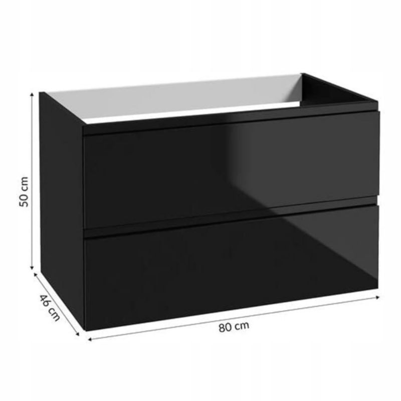 Szafka Łazienkowa Stamar Czarna Wisząca Połysk Blat Dąb Złoty 800 x 460 mm 1 szt