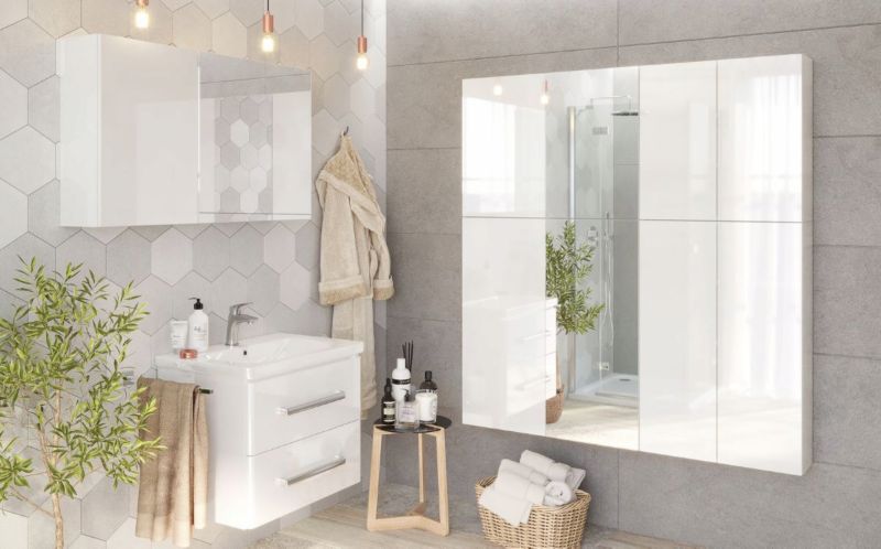 Szafka Łazienkowa Stamar Lustrzana 400x900x200 mm Biała Wisząca Półki połysk 1 szt