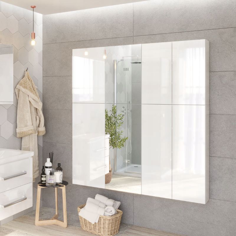 Szafka Łazienkowa Stamar Lustrzana 400x900x200 mm Biała Wisząca Półki połysk 1 szt