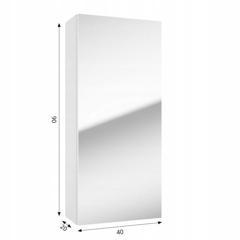 Szafka Łazienkowa Stamar Lustrzana 400x900x200 mm Biała Wisząca Półki połysk 1 szt