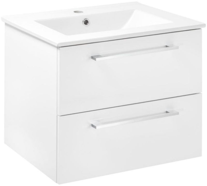 Stamar koupelnová skříňka s umyvadlem 600 x 470 mm bílá lesklá 2 zásuvky závěsné 1 ks.