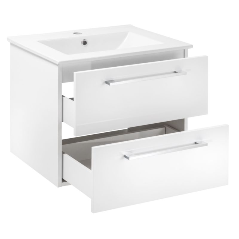 Stamar koupelnová skříňka s umyvadlem 600 x 470 mm bílá lesklá 2 zásuvky závěsné 1 ks.