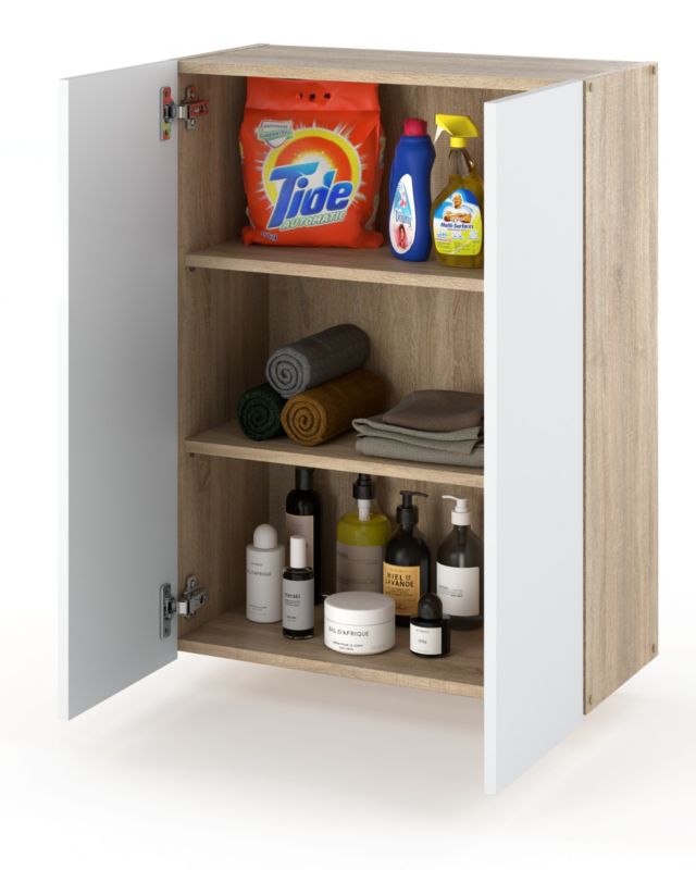 Szafka Łazienkowa Stiv-Meble Szafka Wisząca 60Cm Dąb Sonoma Biały Mat 60X30X80 Cm 1Szt.