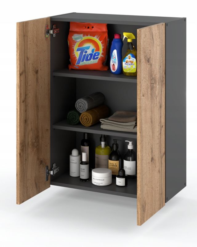 Szafka Łazienkowa Stiv-Meble Szafka Wisząca 60Cm Szary Mat Dąb Wotan 60X30X80 Cm 1Szt.