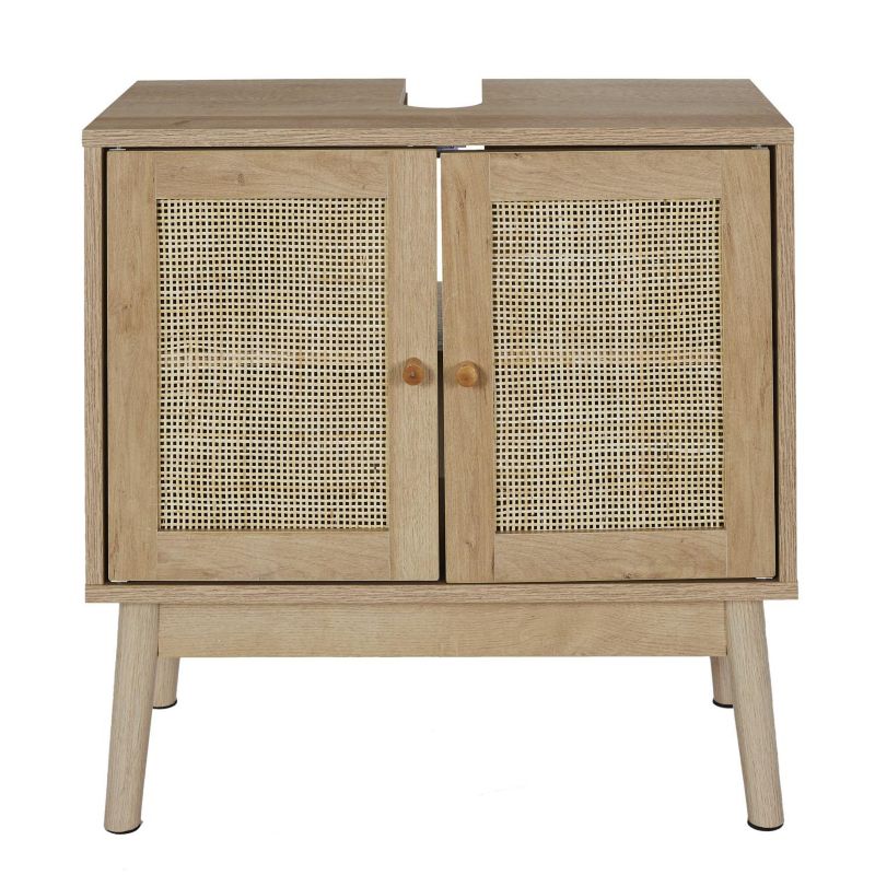 Szafka łazienkowa stojąca Bali INTESI boho naturalny dąb z rattanem 60 cm pod umywalkę 1 szt.