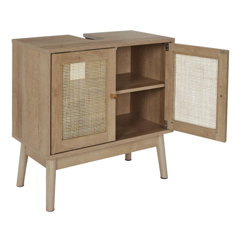 Szafka łazienkowa stojąca Bali INTESI boho naturalny dąb z rattanem 60 cm pod umywalkę 1 szt.