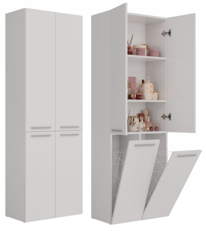 Szafka Łazienkowa Topeshop Słupek Nel DD 2K Kosz Biel Mat 30x60x174 cm 1 szt.