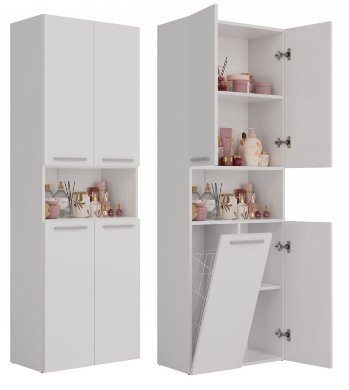 Szafka Łazienkowa Topeshop Słupek Nel DK 1K Kosz Biel Mat 30x60x174 cm 1 szt.