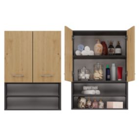Szafka Łazienkowa Topeshop Wisząca Pola Mini DK - Antracyt Dąb Artisan 30x64x90 cm 1 szt.