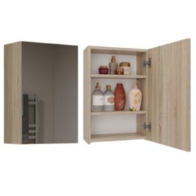 Szafka Łazienkowa Topeshop Wisząca z Lustrem Pola 1DL Dąb Sonoma 22x40x60 cm 1 szt.