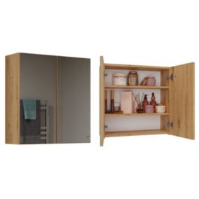 Szafka Łazienkowa Topeshop Wisząca Z Lustrem Pola 2DL Dąb Artisan 22x60x60 cm 1 szt.