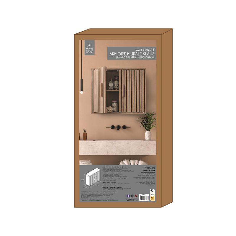 Szafka łazienkowa wisząca Klaus INTESI naturalna ryflowana matowa 60 cm minimalistyczna 1 szt.