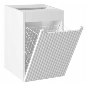 Szafka łazienkowa wisząca z koszem na pranie 40 cm front ryflowany Nova White Biała Furnidea 1 szt.