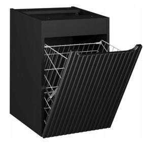 Szafka łazienkowa z koszem NOVA czarny 40 cm wisząca ryflowany front