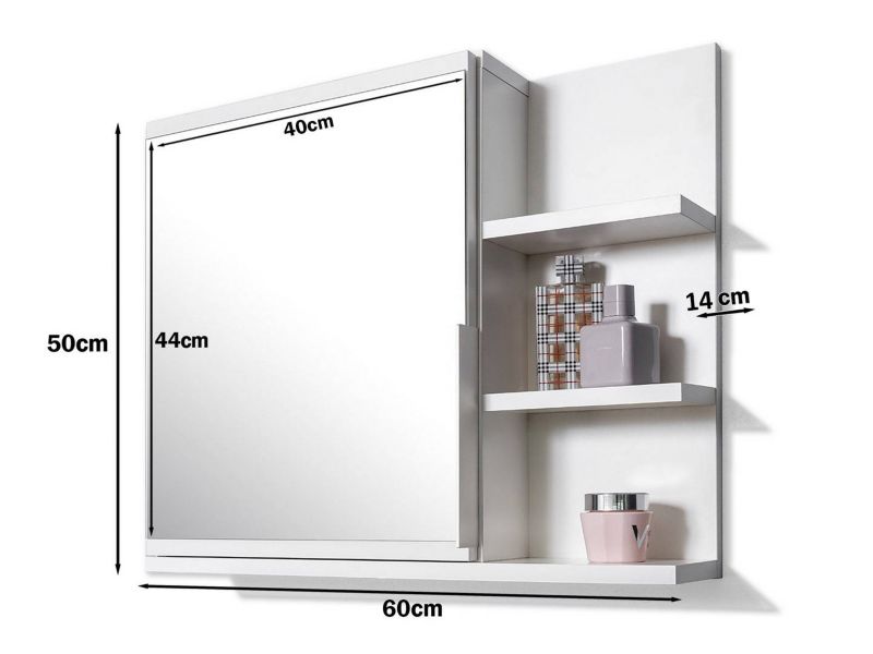 Szafka łazienkowa z lustrem Better Home 60 x 50 x 14 cm biała prawa