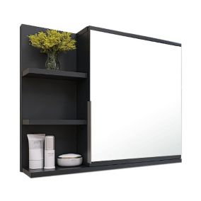 Szafka łazienkowa z lustrem Better Home 60 x 50 x 14 cm, Czarna, Prawa, 1 szt.