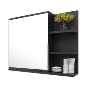 Szafka łazienkowa z lustrem Better Home 60 x 50 x 14 cm, Czarna, Prawa, 1 szt.