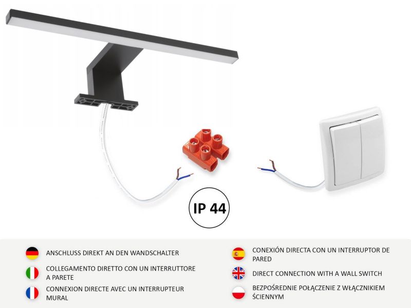Szafka łazienkowa z lustrem Better Home 60 x 50 x 14 cm Oświetlenie LED, Czarna, Prawa, 1 szt.