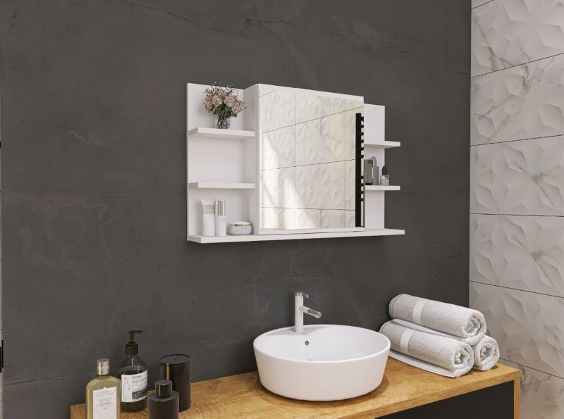 Szafka łazienkowa z lustrem Better Home 80 x 50 x 14 cm, Biała, 1 szt.