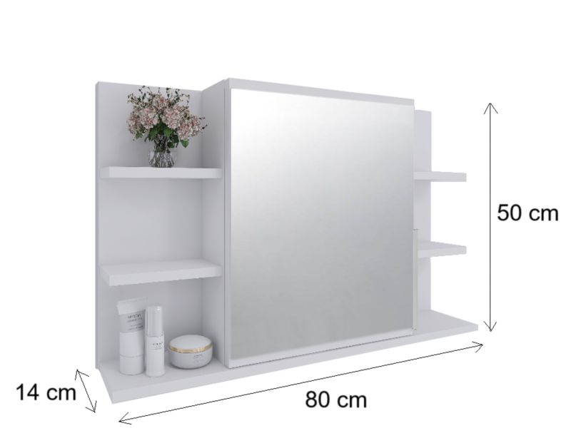 Szafka łazienkowa z lustrem Better Home 80 x 50 x 14 cm, Biała, 1 szt.