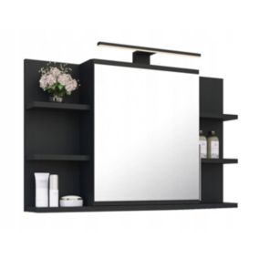 Szafka łazienkowa z lustrem Better Home 80 x 50 x 14 cm, Oświetlenie LED, Czarna, 1 szt.
