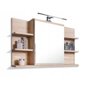 Szafka łazienkowa z lustrem Better Home 80 x 50 x 14 cm, Oświetlenie LED, Dąb sonoma, 1 szt.