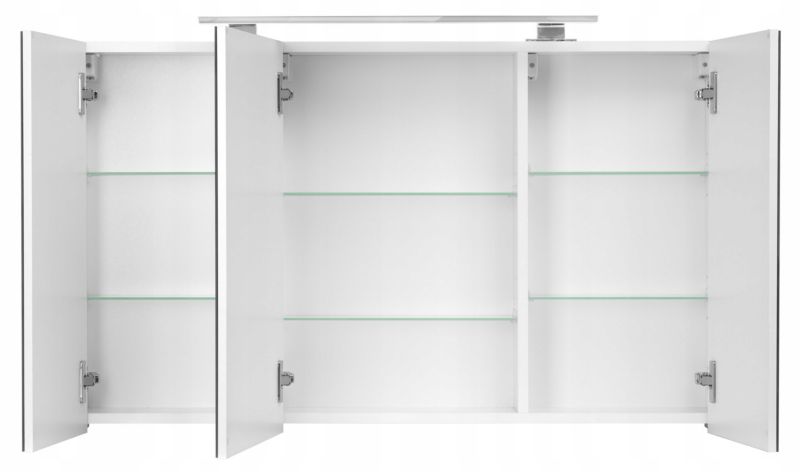 Szafka łazienkowa z lustrem MyFurni, 100 cm, biała połysk, oświetlenie LED, wisząca, lustrzana, 1 kpl.