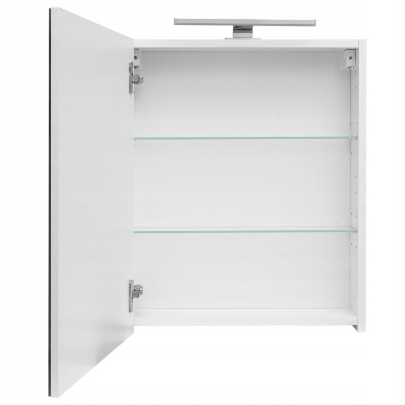 Szafka łazienkowa z lustrem MyFurni, 50 cm, biała połysk, oświetlenie LED, wisząca, lustrzana, 1 kpl.