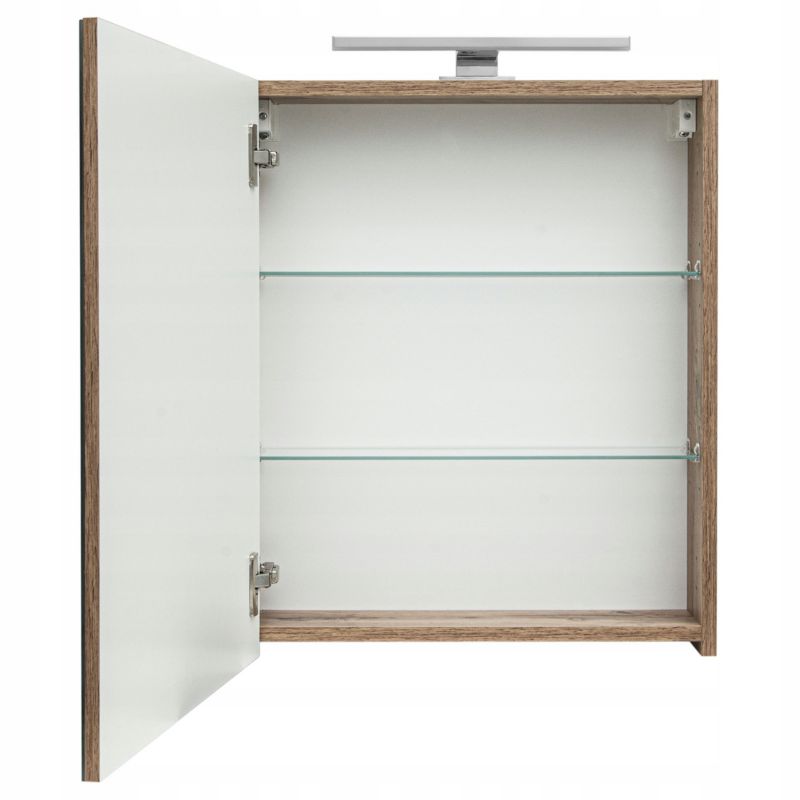 Szafka łazienkowa z lustrem MyFurni, 50 cm, dąb wotan, oświetlenie LED, wisząca, lustrzana, 1 kpl.
